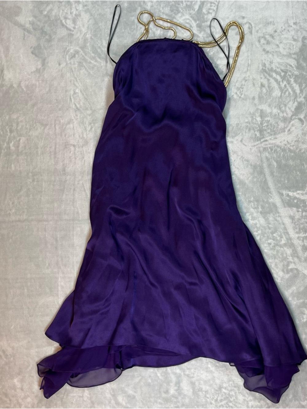 Thomas Wylde Purple Halter Midi Dress Gold Chain Straps Size Tag Missing - Picture 12 of 16